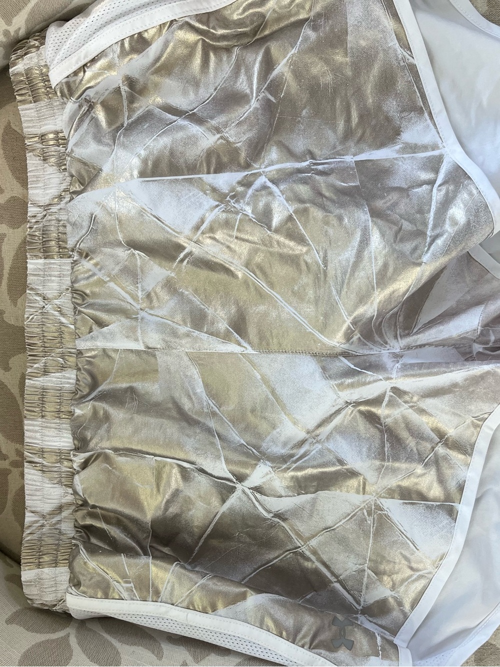 Under Armour Shiny Metallic Silver Athletic Shorts